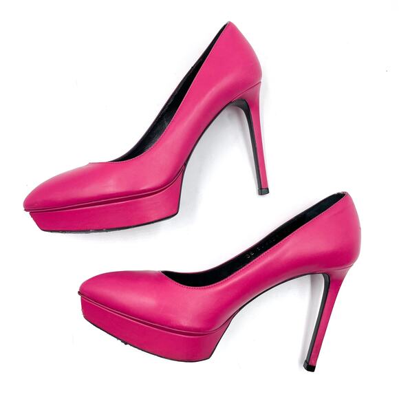 Saint Laurent Janis Pumps Hot Pink Heels Platform‎ Pointed Toe Sz 36 / 6 - Picture 7 of 12